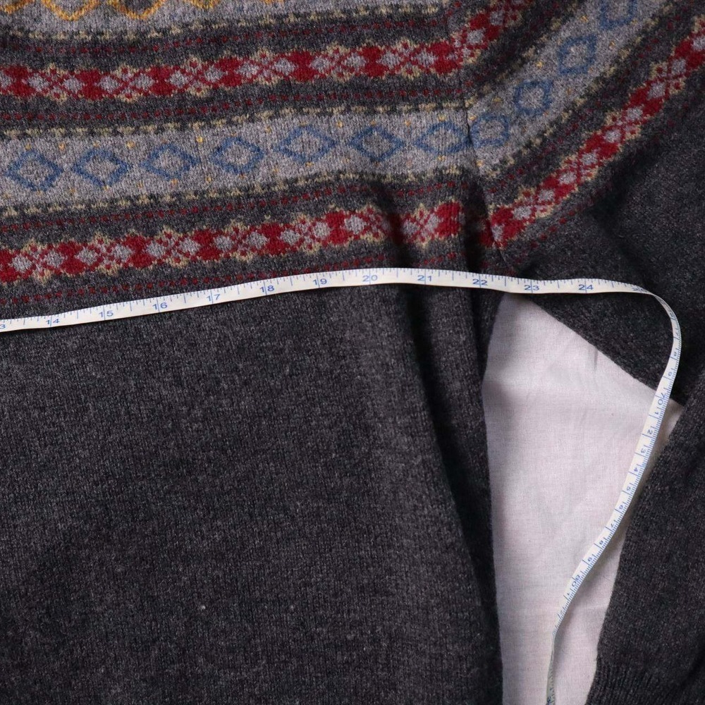 Orvis Mens Fair Isle Shawl Collar‎ Sweater 100% Lambswool Size XXL - Picture 4 of 8